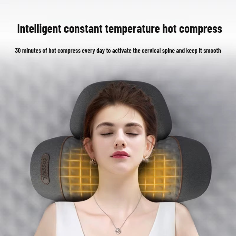 Electric Massager Cervical Pillow Hot Compress Vibration Massage Neck Traction Relax Sleeping Memory Foam Pillow Spine Support